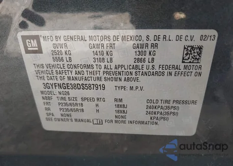 2013 Cadillac Srx Luxury Collection из США, поврежденный, VIN 3GYFNGE38DS587919